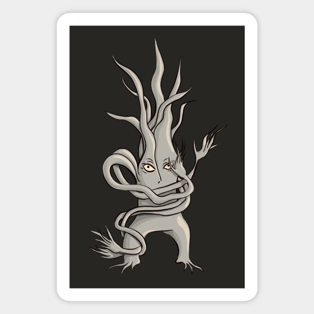 Spooky Tree Creature With Tangled Branches Magnet by Boriana Giormova